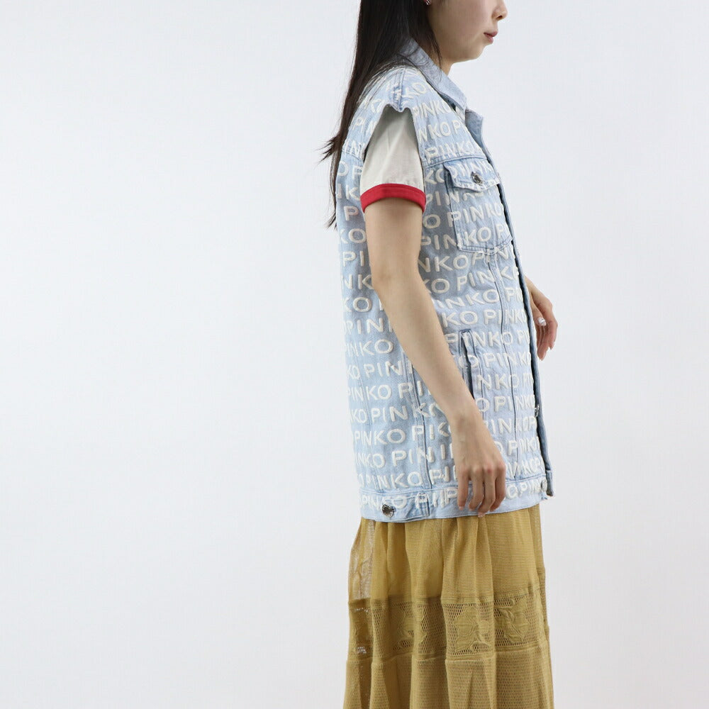 PINKO ブルー ジーンズベスト 1J10EF-Y653