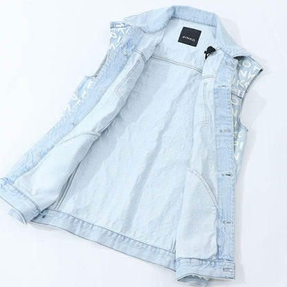 PINKO ブルー ジーンズベスト 1J10EF-Y653