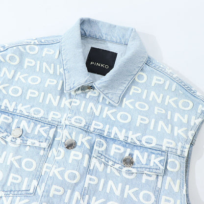 PINKO ブルー ジーンズベスト 1J10EF-Y653