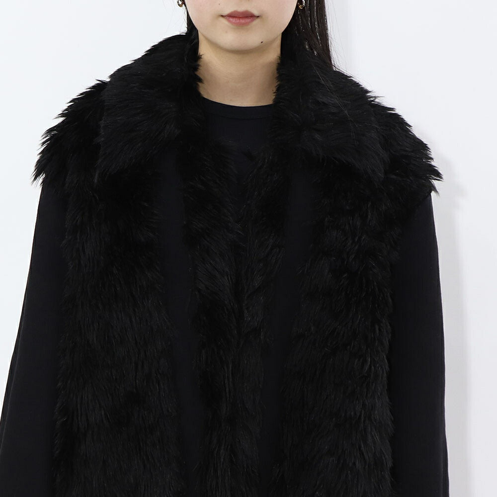PINKO コート ブラック ロングコート ファー 1J10JB-Y6GS