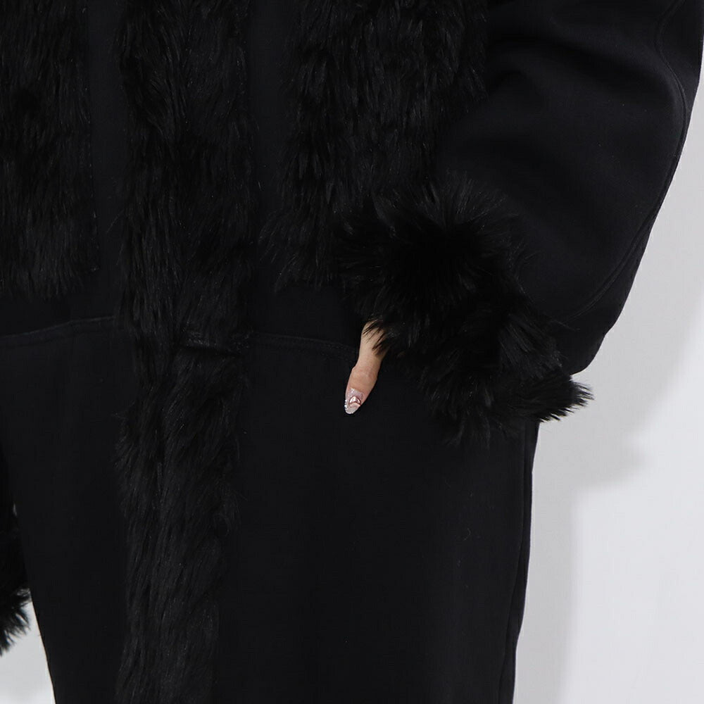 PINKO コート ブラック ロングコート ファー 1J10JB-Y6GS