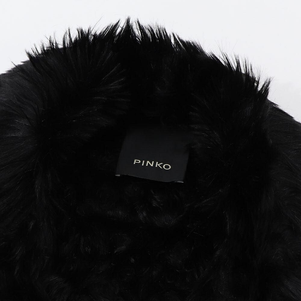 PINKO コート ブラック ロングコート ファー 1J10JB-Y6GS