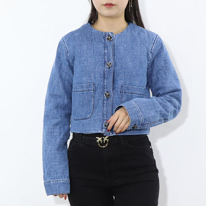 PINKO ブルー デニムジャケット キルティング LOVEBIRDS 1J10W8-Y884