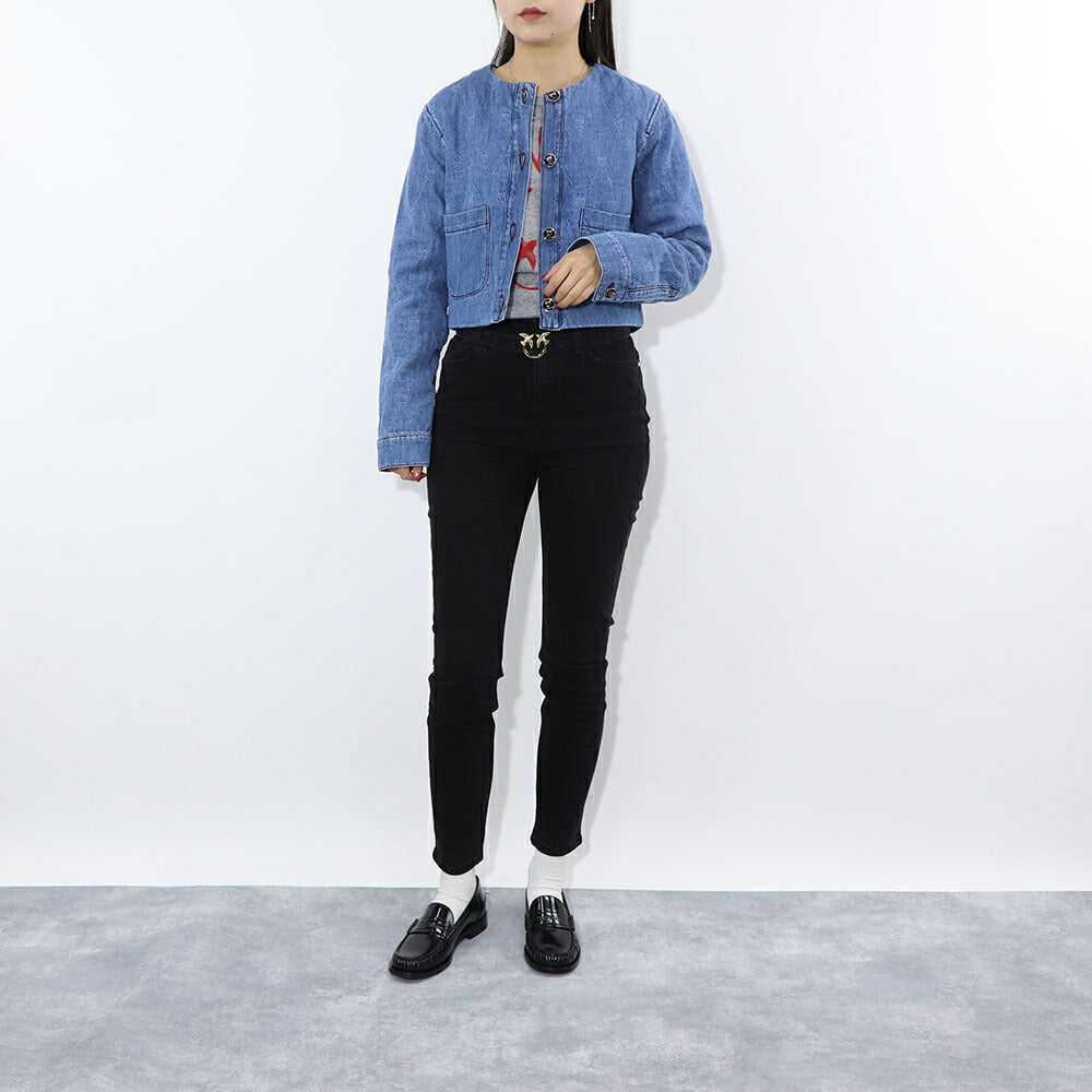 PINKO ブルー デニムジャケット キルティング LOVEBIRDS 1J10W8-Y884