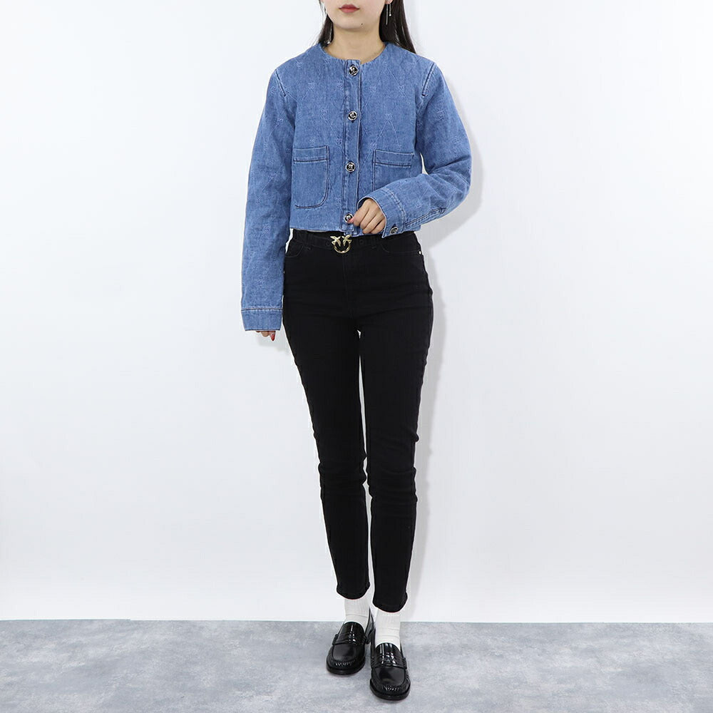 PINKO ブルー デニムジャケット キルティング LOVEBIRDS 1J10W8-Y884
