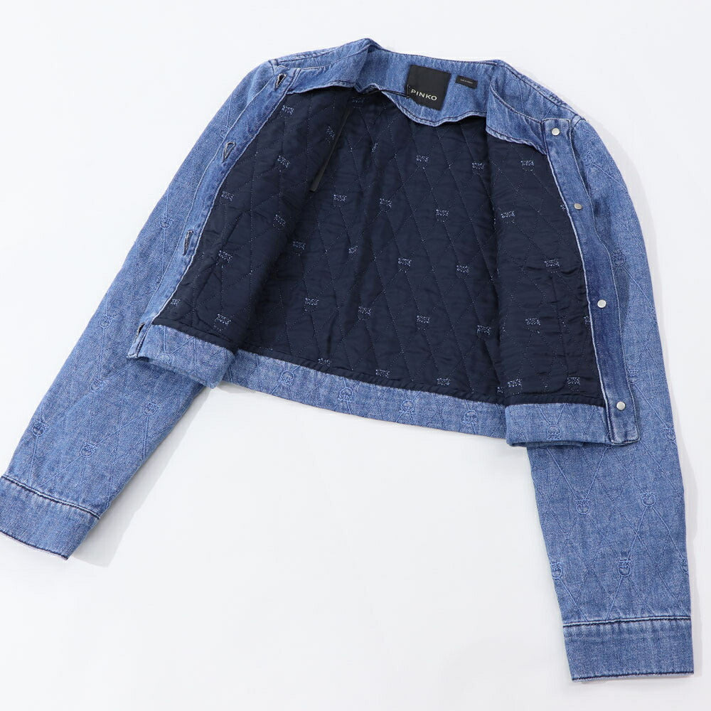PINKO ブルー デニムジャケット キルティング LOVEBIRDS 1J10W8-Y884