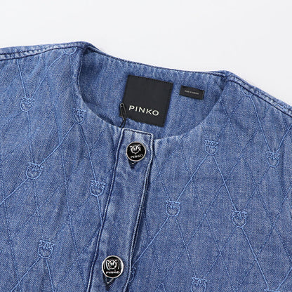 PINKO ブルー デニムジャケット キルティング LOVEBIRDS 1J10W8-Y884