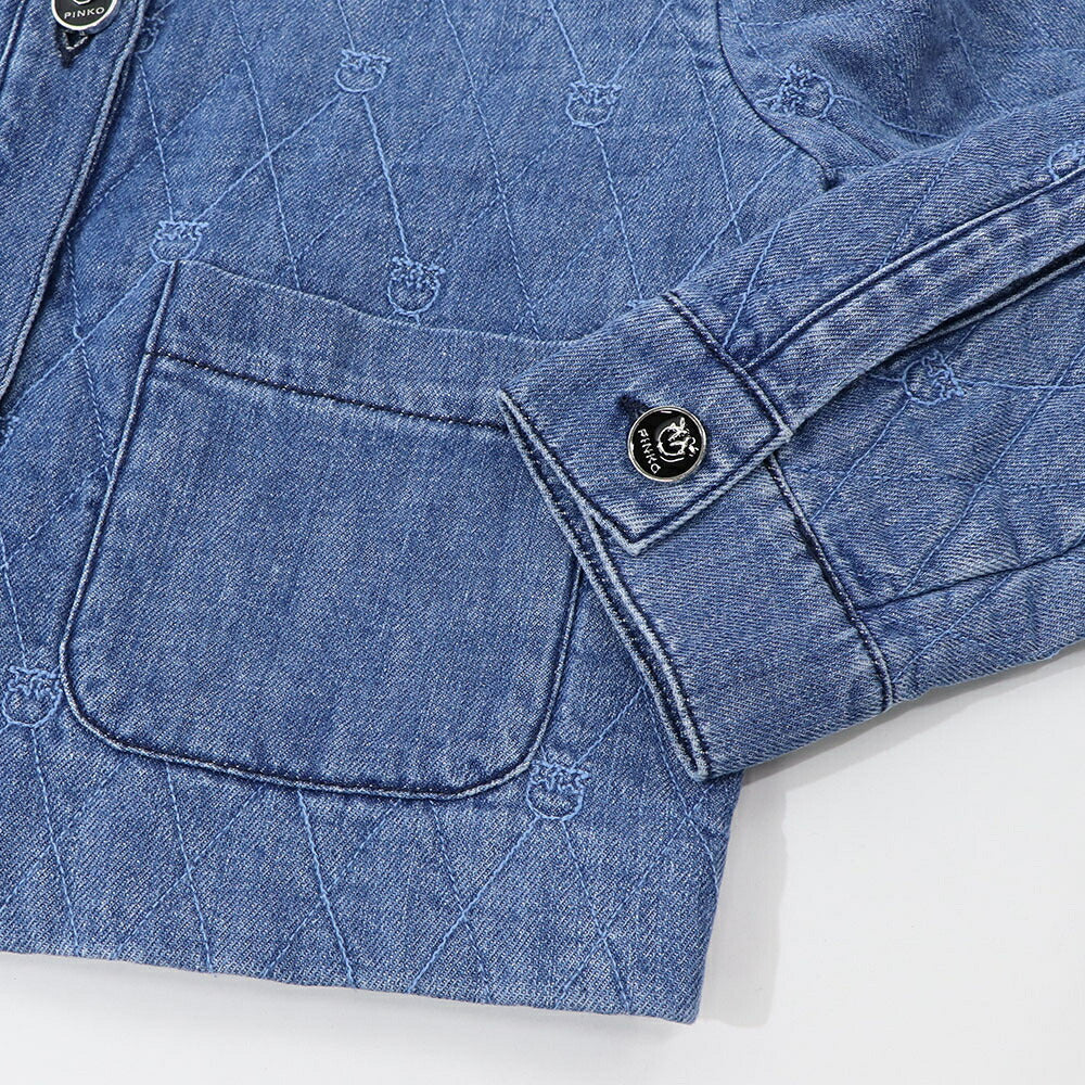 PINKO ブルー デニムジャケット キルティング LOVEBIRDS 1J10W8-Y884