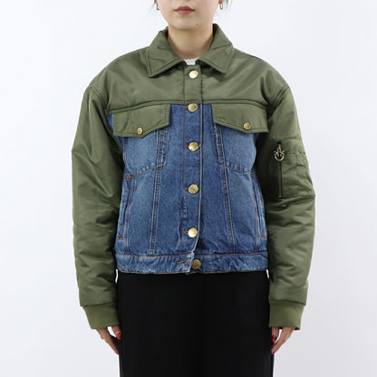 PINKO ジャケット ブルー×カーキ デニム 1J110G-A0A1