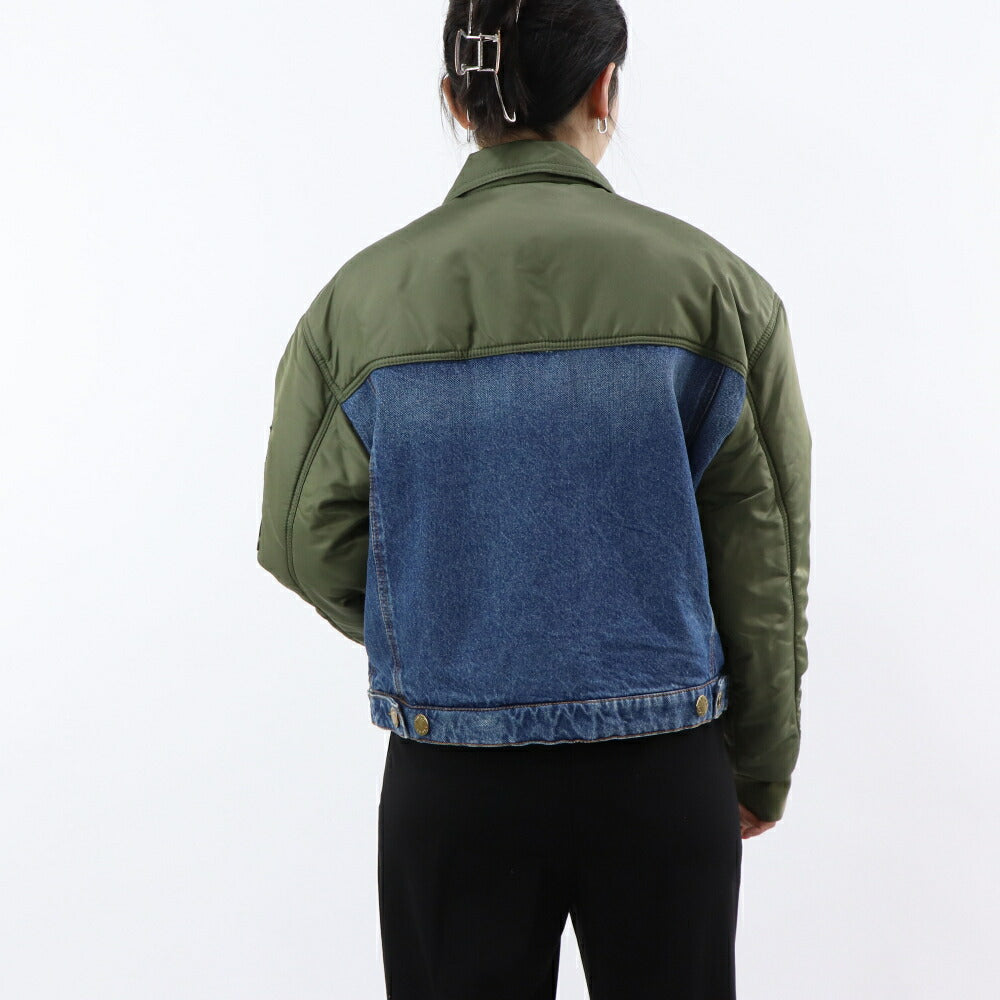 PINKO ジャケット ブルー×カーキ デニム 1J110G-A0A1