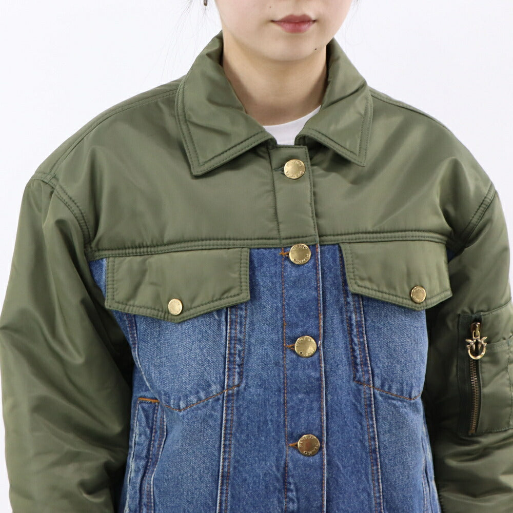 PINKO ジャケット ブルー×カーキ デニム 1J110G-A0A1