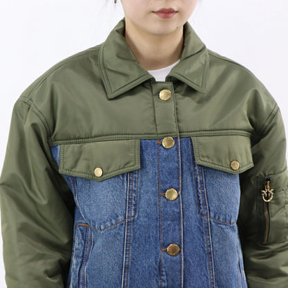 PINKO ジャケット ブルー×カーキ デニム 1J110G-A0A1