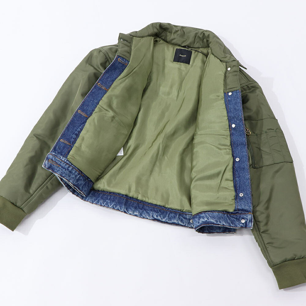 PINKO ジャケット ブルー×カーキ デニム 1J110G-A0A1