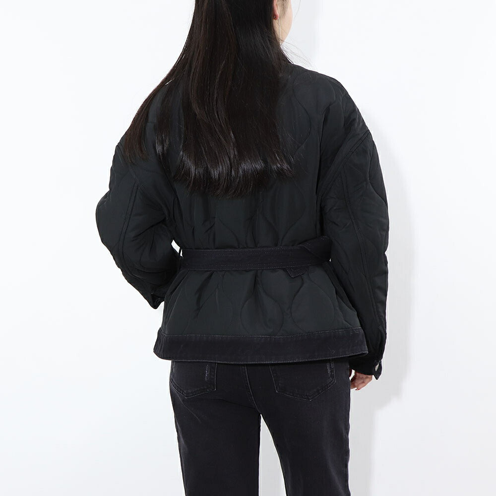 PINKO ブラック キルティング デニムコンビ ダブルジャケット 1J110W-A0A2