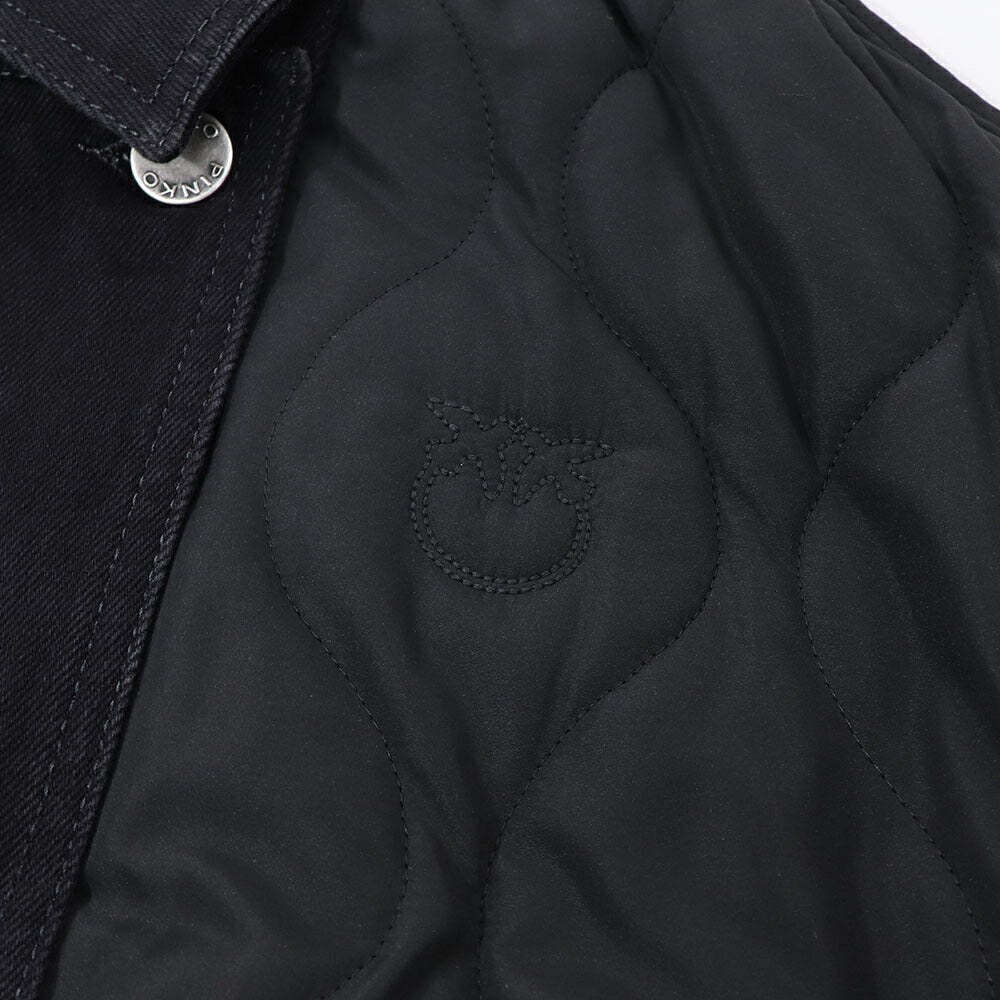 PINKO ブラック キルティング デニムコンビ ダブルジャケット 1J110W-A0A2