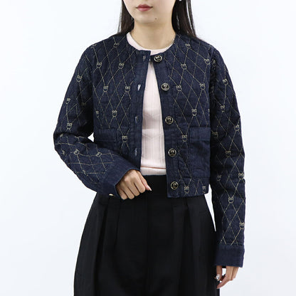 PINKO ジャケット インディゴブルー デニム生地 LOVEBIRDS 1J1115-A0A4