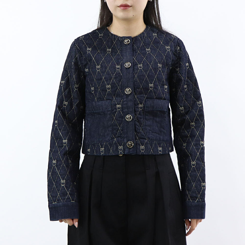 PINKO ジャケット インディゴブルー デニム生地 LOVEBIRDS 1J1115-A0A4