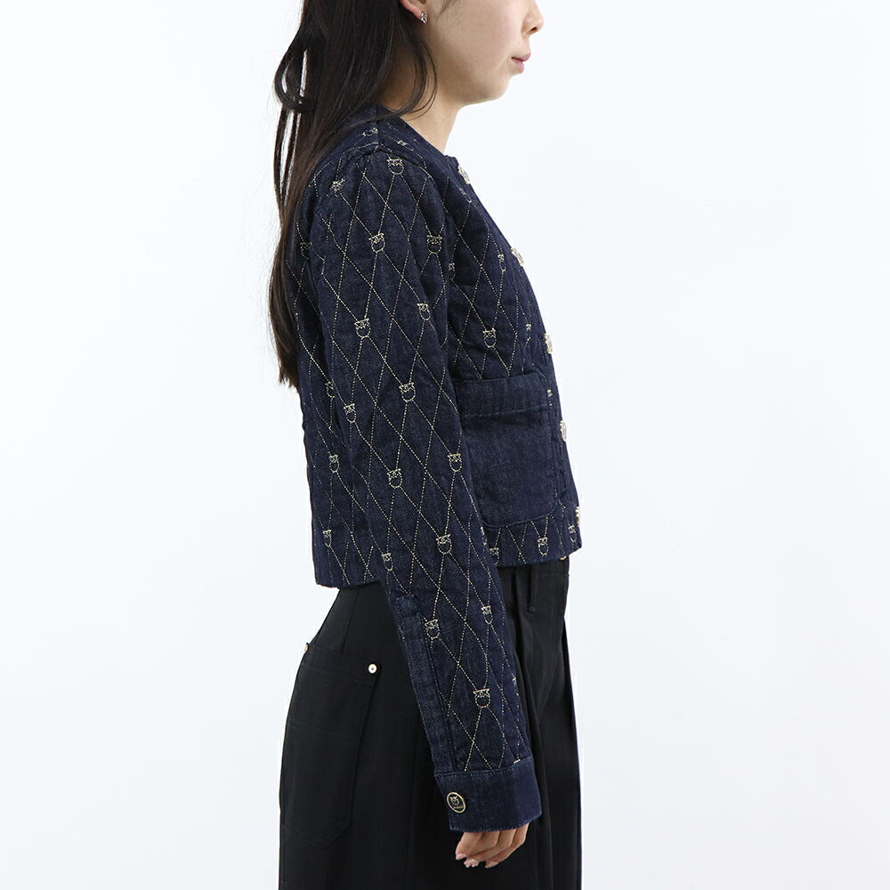 PINKO ジャケット インディゴブルー デニム生地 LOVEBIRDS 1J1115-A0A4