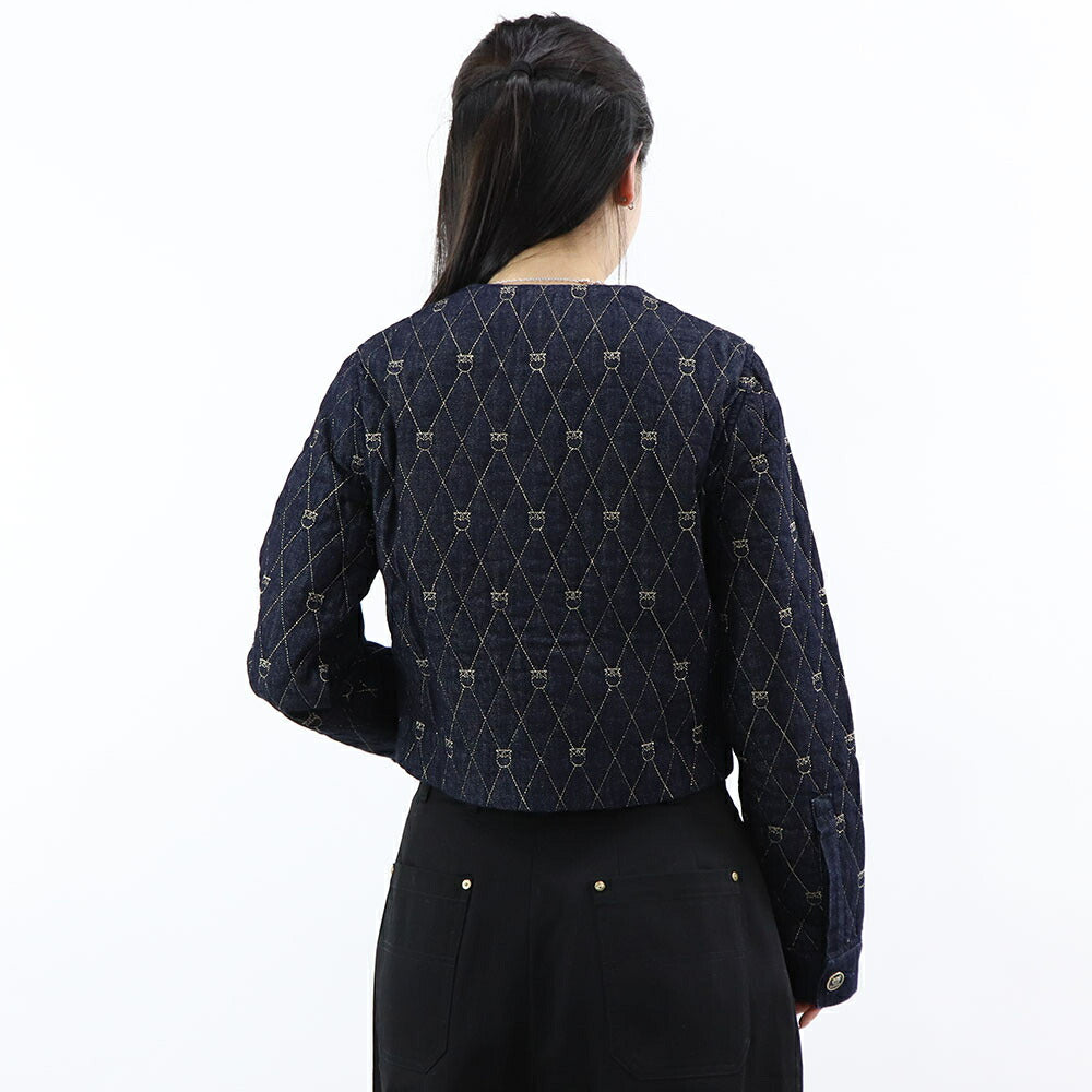 PINKO ジャケット インディゴブルー デニム生地 LOVEBIRDS 1J1115-A0A4