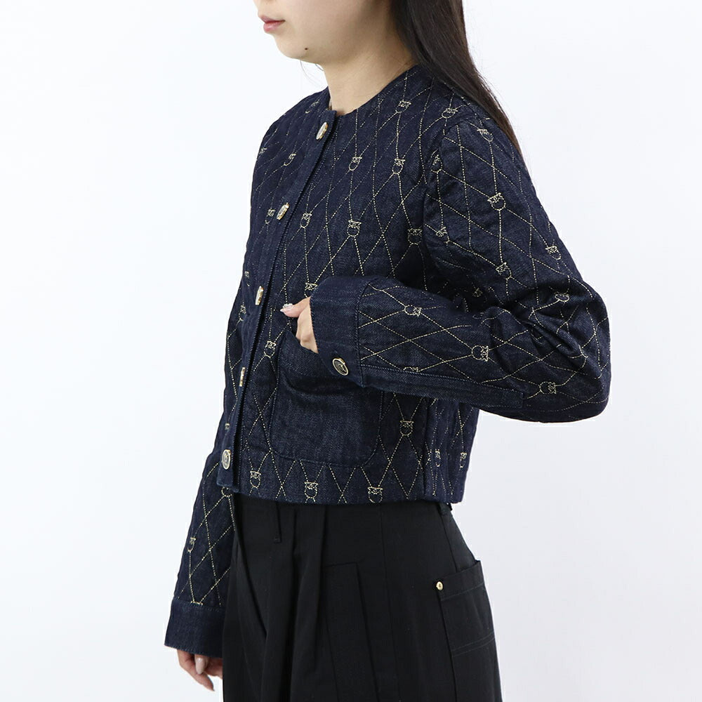 PINKO ジャケット インディゴブルー デニム生地 LOVEBIRDS 1J1115-A0A4