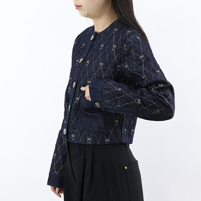 PINKO ジャケット インディゴブルー デニム生地 LOVEBIRDS 1J1115-A0A4
