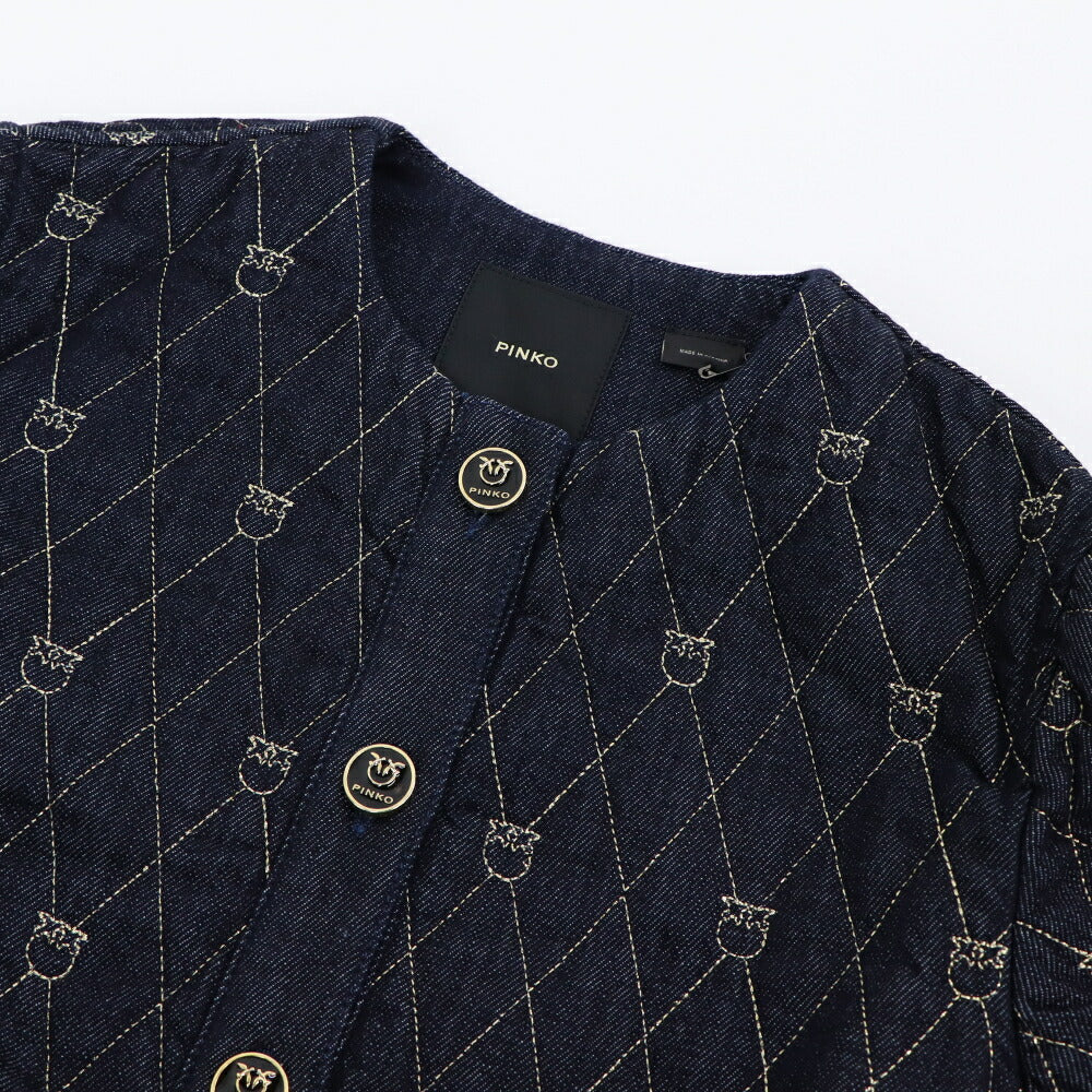 PINKO ジャケット インディゴブルー デニム生地 LOVEBIRDS 1J1115-A0A4