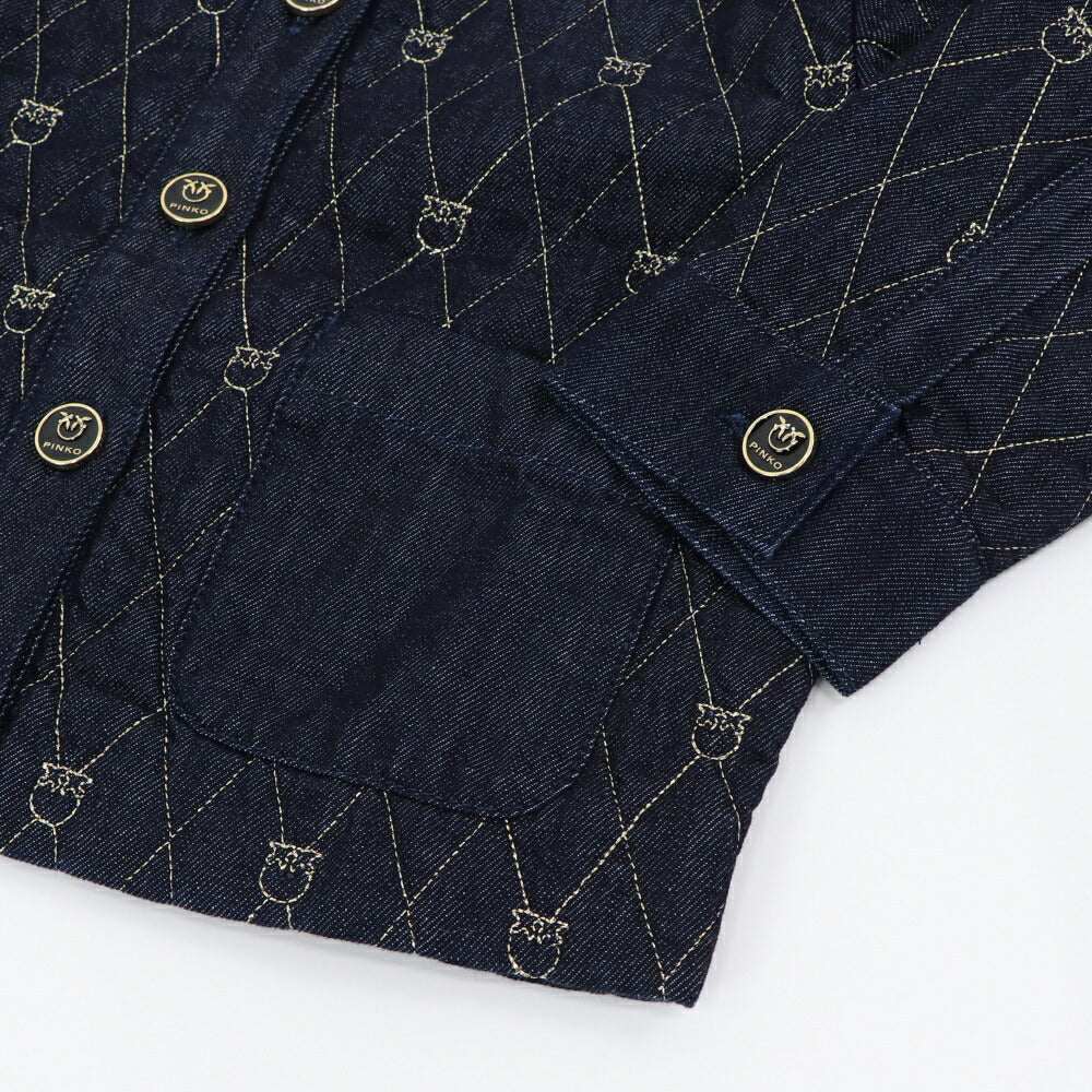 PINKO ジャケット インディゴブルー デニム生地 LOVEBIRDS 1J1115-A0A4