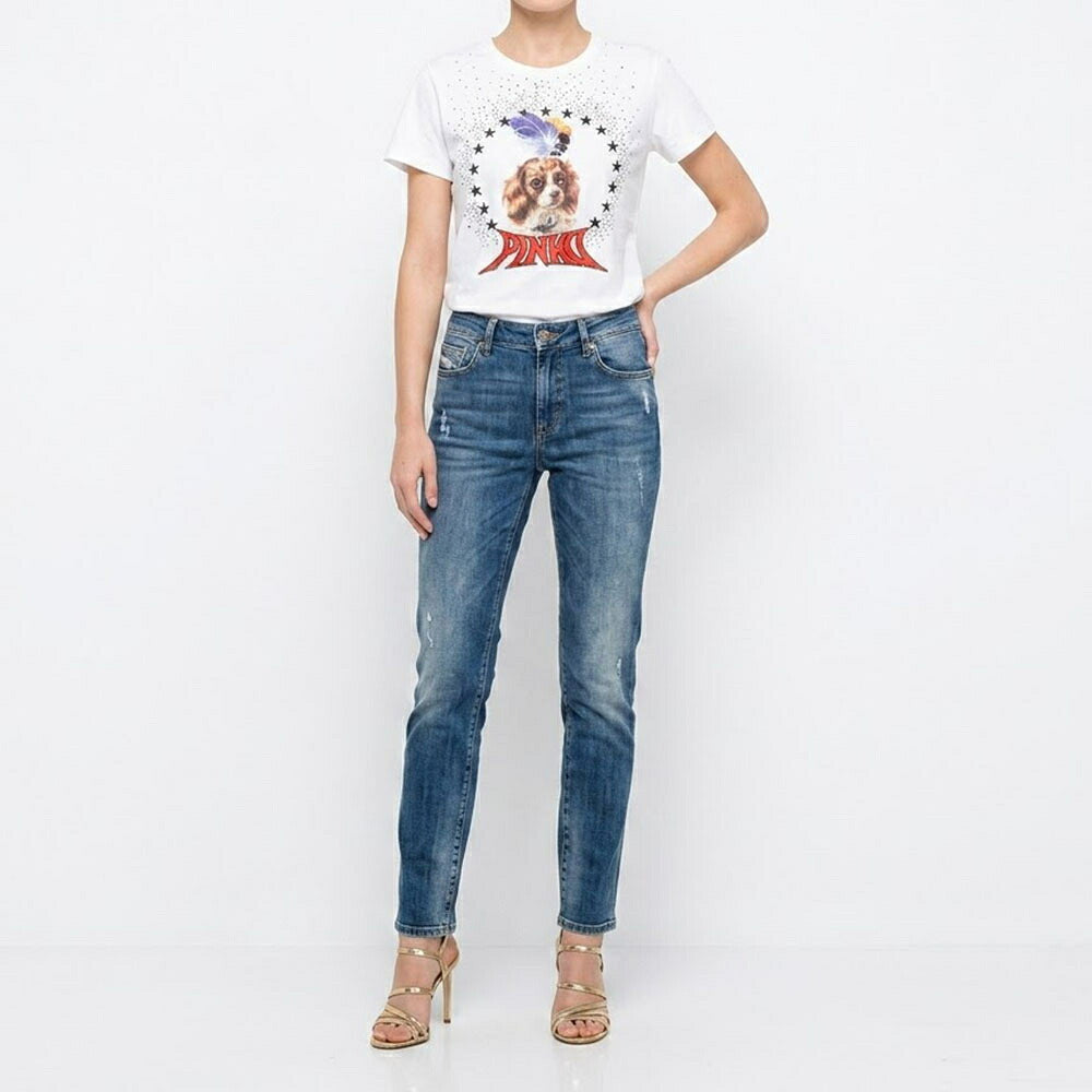 PINKO ピンコ レディース トップス Tシャツ・カットソー ホワイト dog スタッズ 半袖 1G14X4-Y5B7