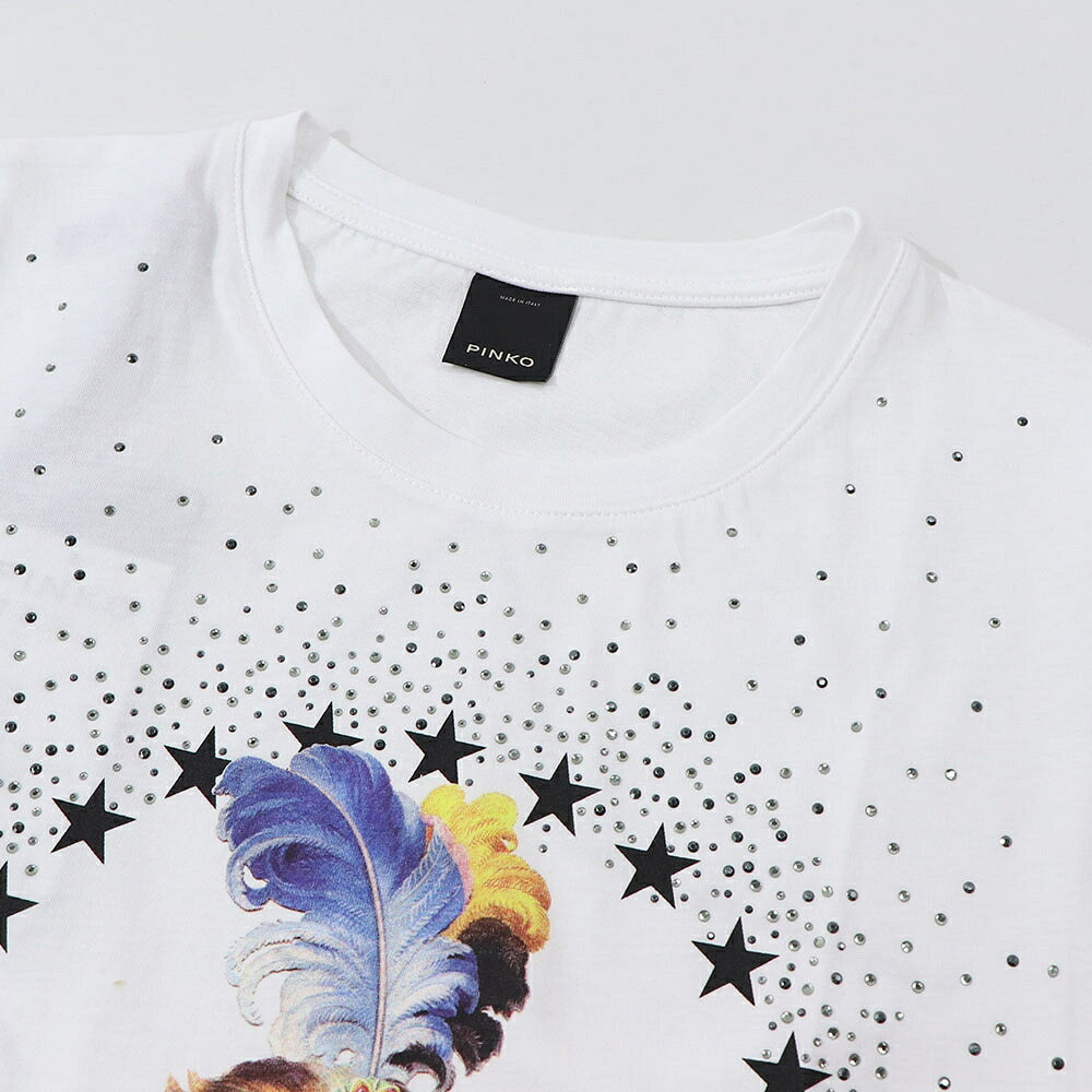 PINKO ピンコ レディース トップス Tシャツ・カットソー ホワイト dog スタッズ 半袖 1G14X4-Y5B7