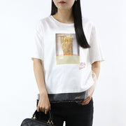PINKO Tシャツ ホワイト レース プリント 半袖 1G14XG-Y5BD