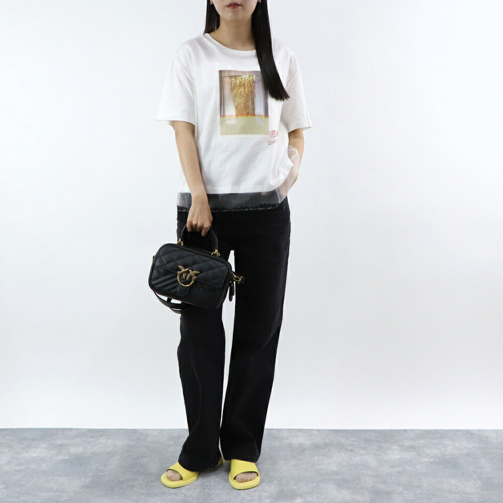 PINKO Tシャツ ホワイト レース プリント 半袖 1G14XG-Y5BD