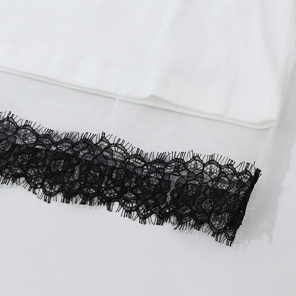 PINKO Tシャツ ホワイト レース プリント 半袖 1G14XG-Y5BD