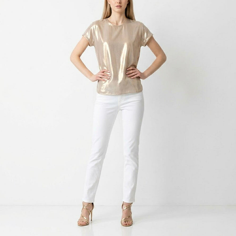 PINKO ピンコ レディース トップス Tシャツ・カットソー ゴールド サテン ラメ 透け感 半袖 1G15TC-Y63D