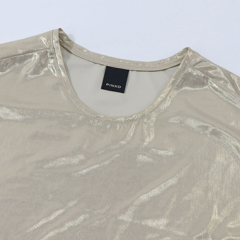 PINKO ピンコ レディース トップス Tシャツ・カットソー ゴールド サテン ラメ 透け感 半袖 1G15TC-Y63D