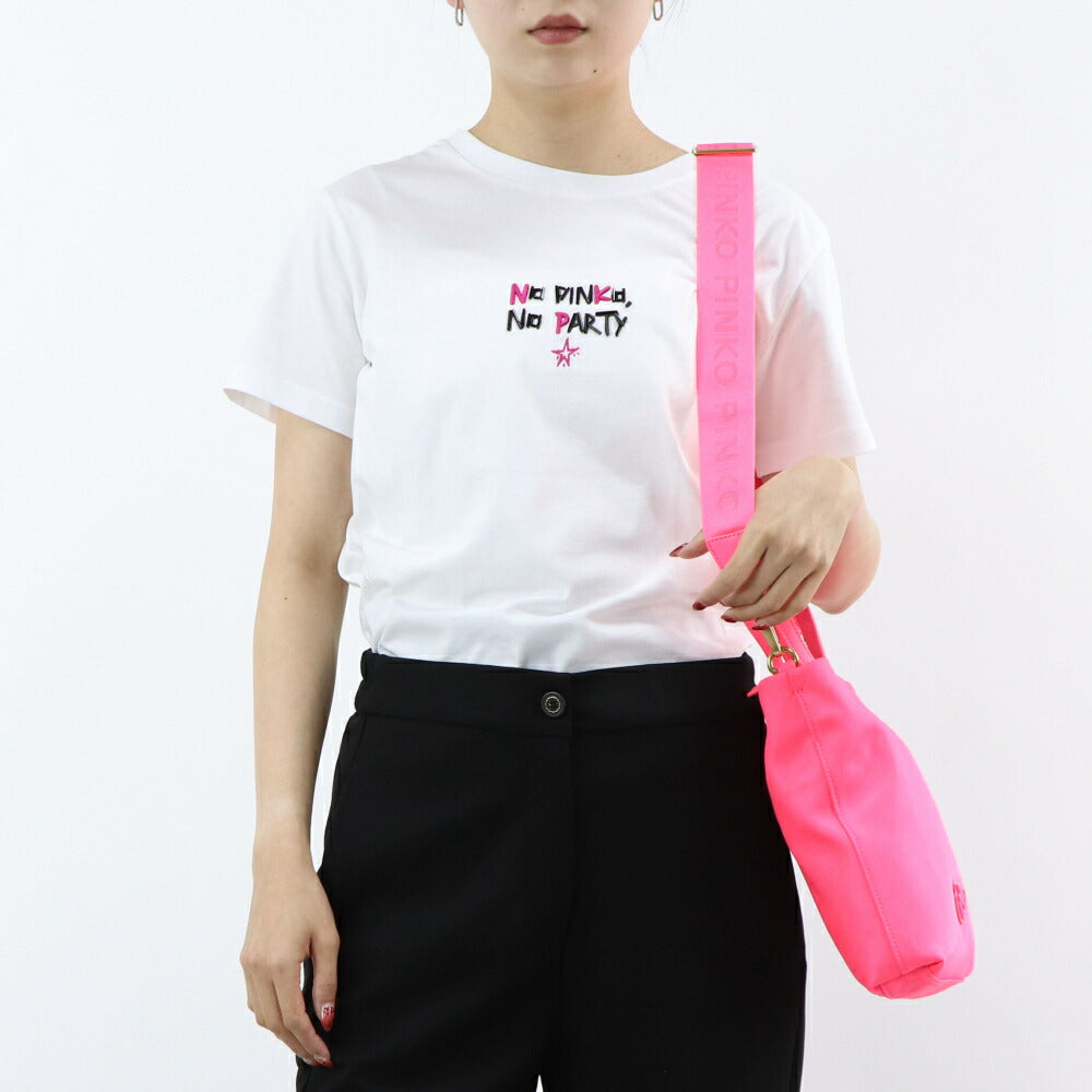 PINKO Tシャツ ホワイト シンプルロゴ 半袖 1G16J4-Y74W
