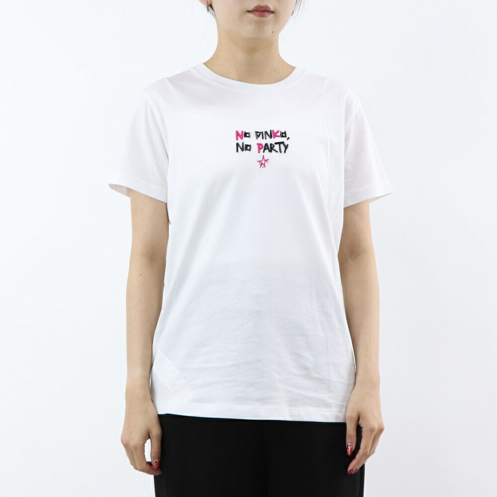 PINKO Tシャツ ホワイト シンプルロゴ 半袖 1G16J4-Y74W