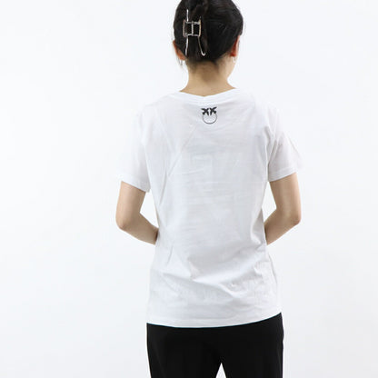 PINKO Tシャツ ホワイト シンプルロゴ 半袖 1G16J4-Y74W