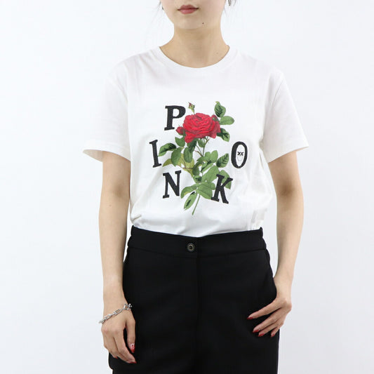 PINKO Tシャツ ホワイト プリント バッグロゴ 半袖 1G16UK-Y74W