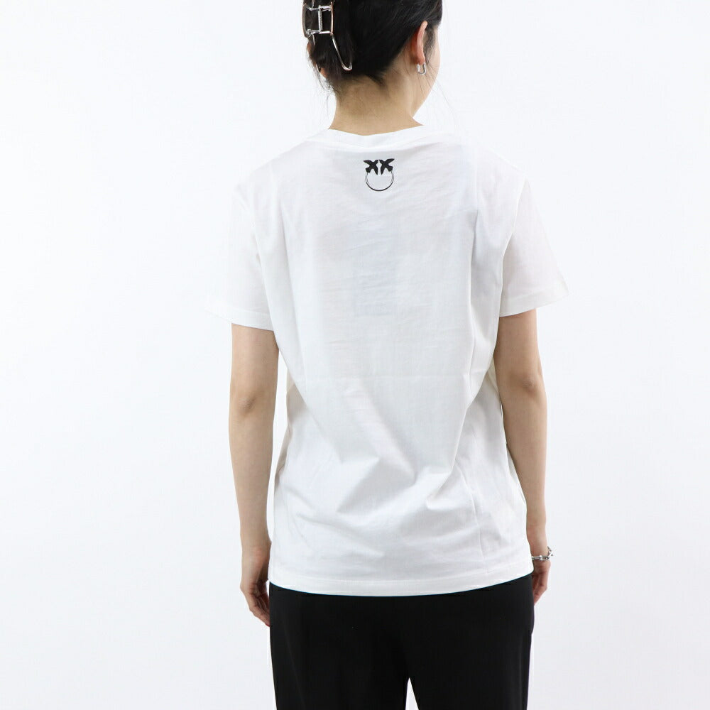 PINKO Tシャツ ホワイト プリント バッグロゴ 半袖 1G16UK-Y74W