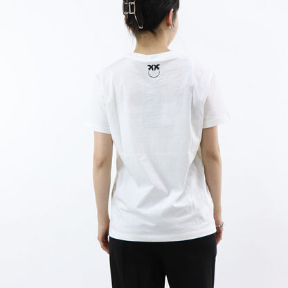 PINKO Tシャツ ホワイト プリント バッグロゴ 半袖 1G16UK-Y74W