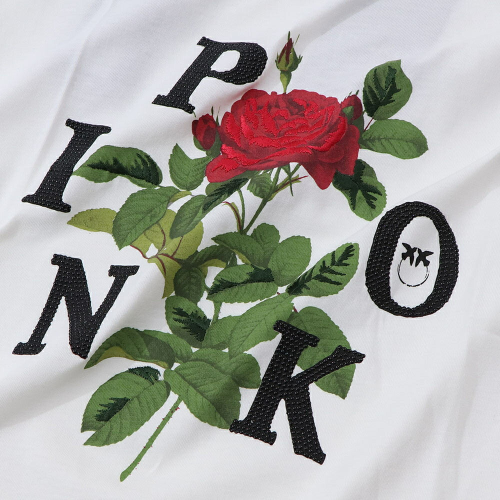 PINKO Tシャツ ホワイト プリント バッグロゴ 半袖 1G16UK-Y74W