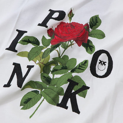 PINKO Tシャツ ホワイト プリント バッグロゴ 半袖 1G16UK-Y74W