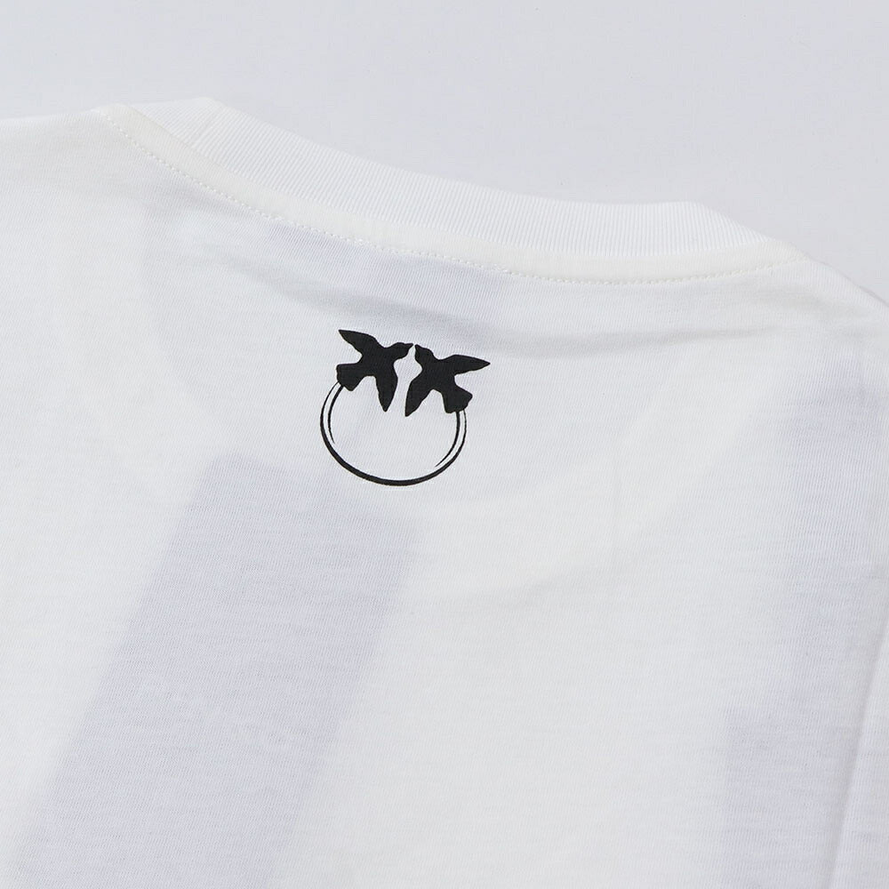 PINKO Tシャツ ホワイト プリント バッグロゴ 半袖 1G16UK-Y74W