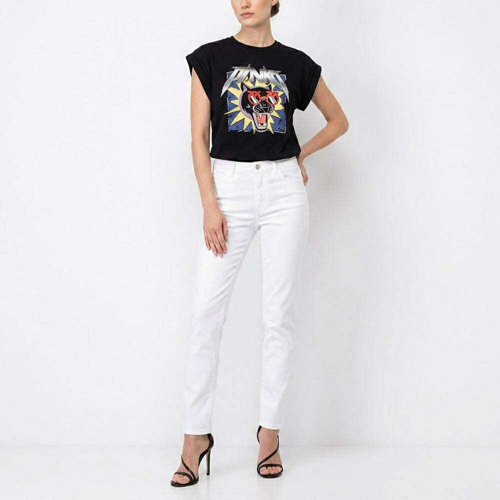 PINKO ピンコ レディース トップス Tシャツ・カットソー ブラック プリント バッグロゴ 半袖 1G16V6-Y74W