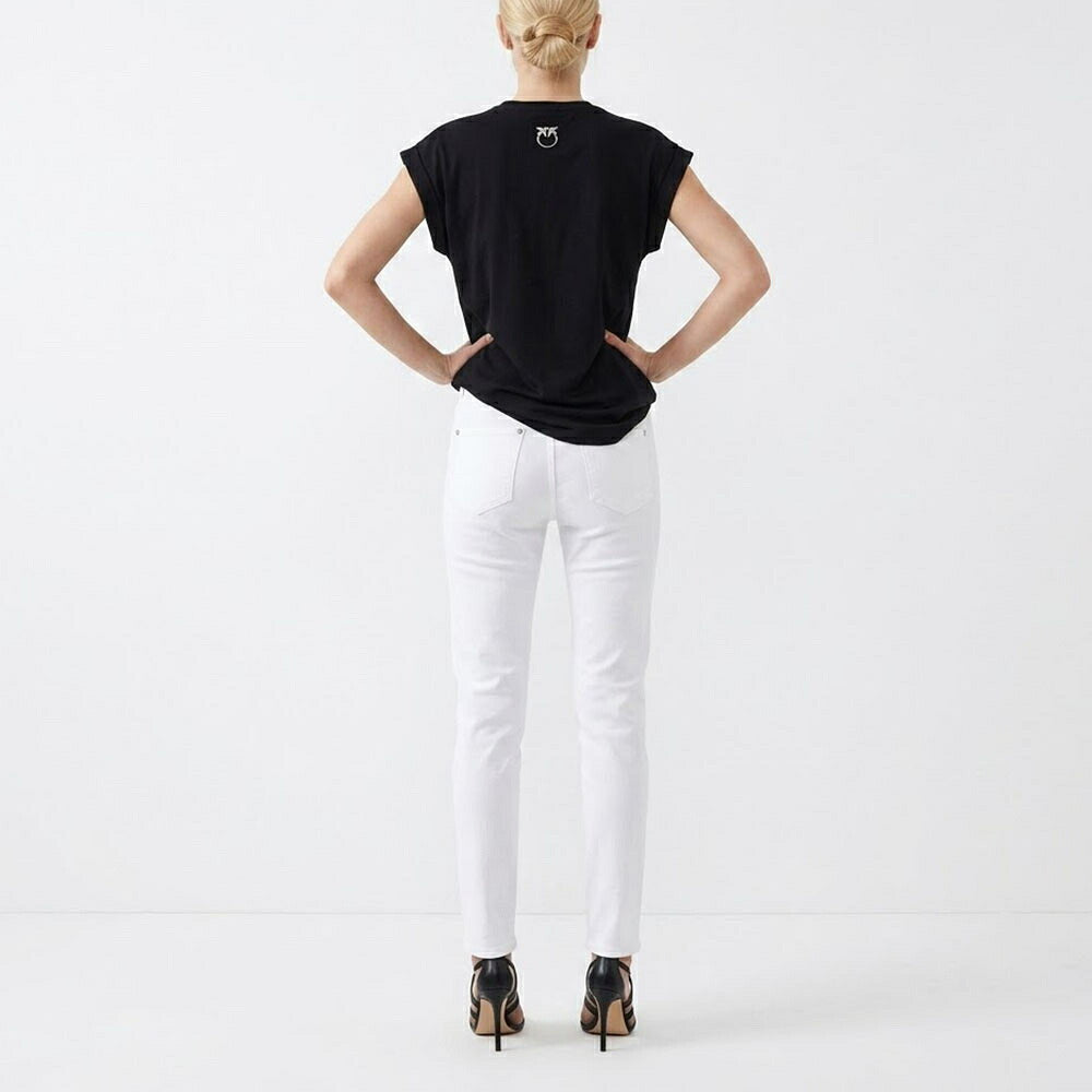 PINKO ピンコ レディース トップス Tシャツ・カットソー ブラック プリント バッグロゴ 半袖 1G16V6-Y74W