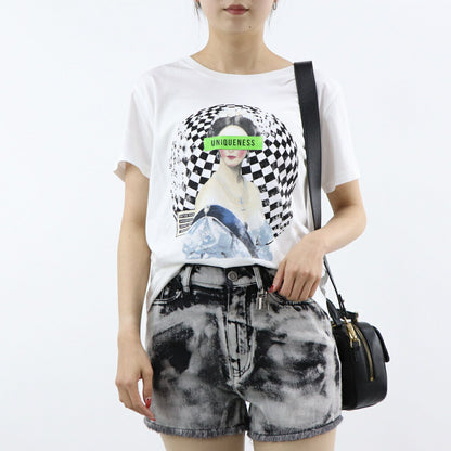 PINKO Tシャツ ホワイト プリント バッグロゴ 半袖 1Q103E-Y6A5