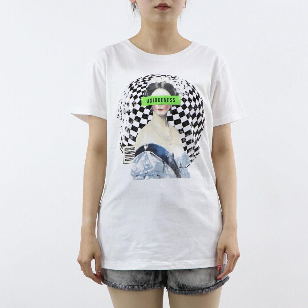 PINKO Tシャツ ホワイト プリント バッグロゴ 半袖 1Q103E-Y6A5