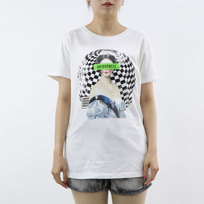 PINKO Tシャツ ホワイト プリント バッグロゴ 半袖 1Q103E-Y6A5