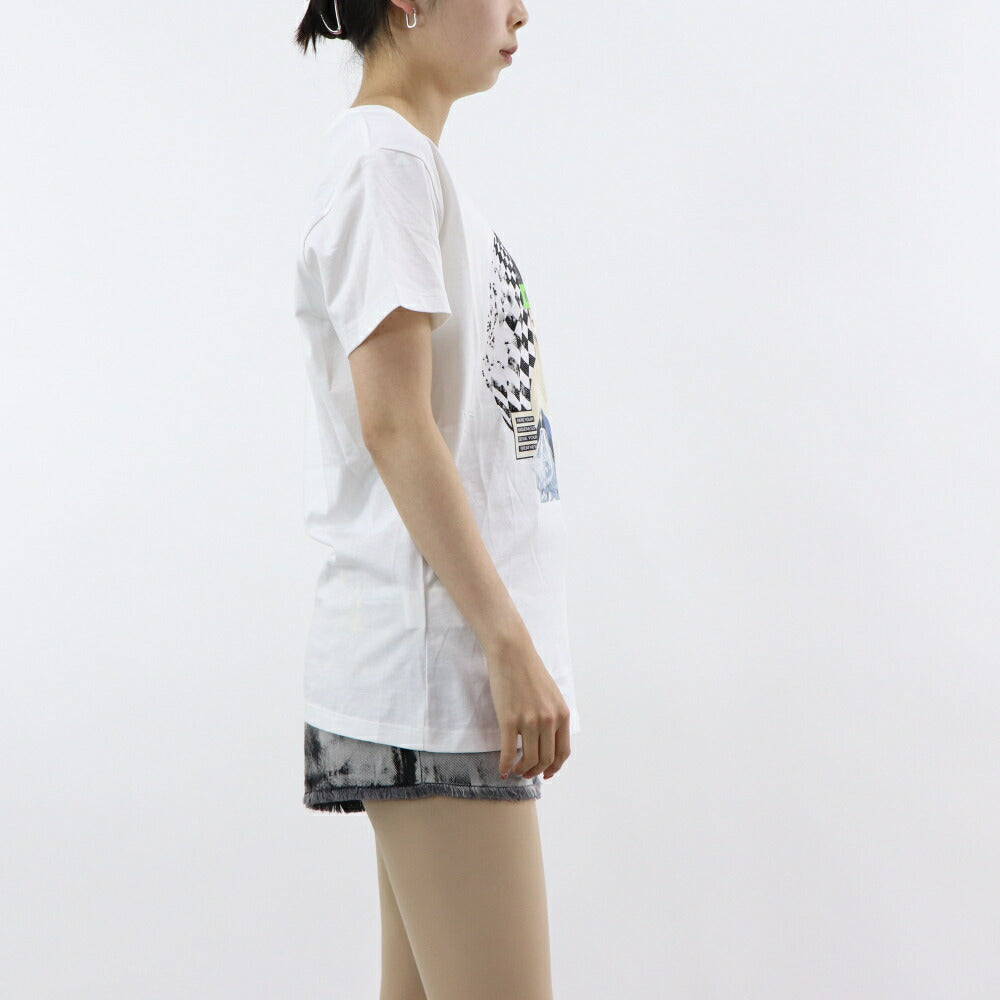 PINKO Tシャツ ホワイト プリント バッグロゴ 半袖 1Q103E-Y6A5