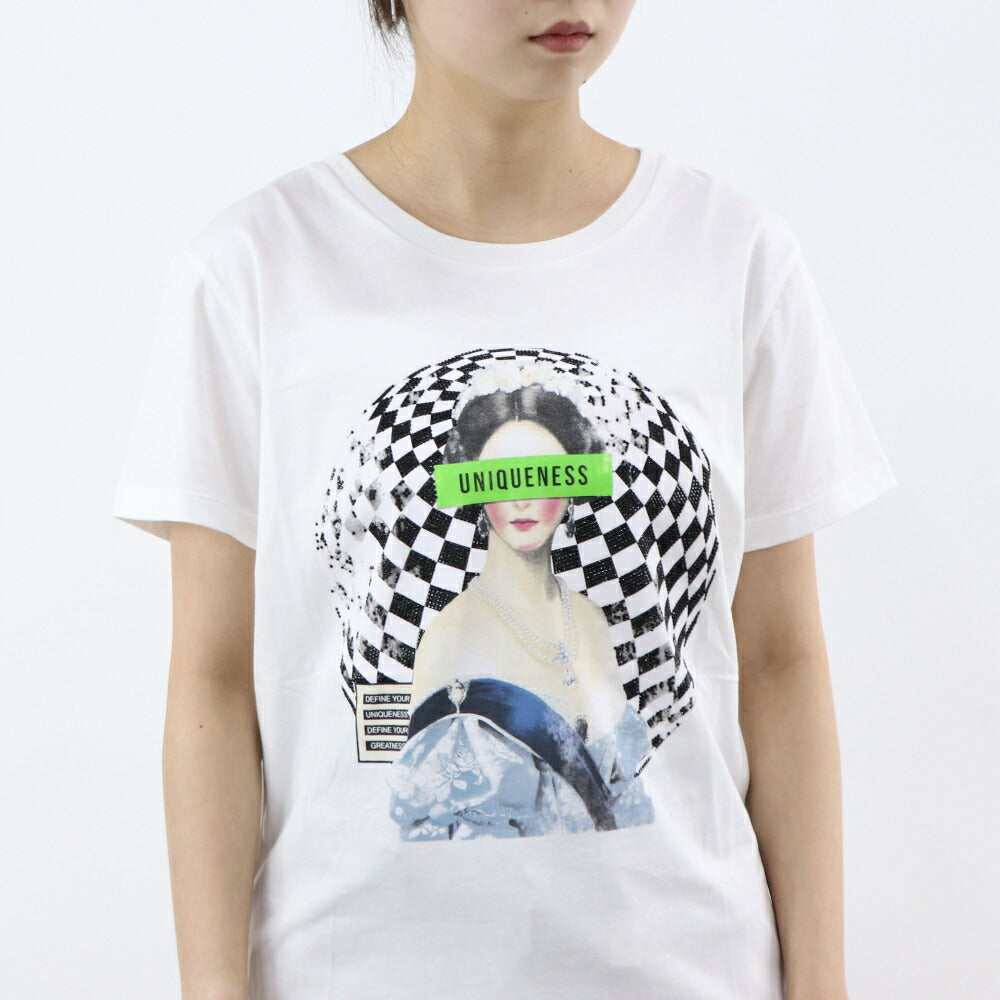 PINKO Tシャツ ホワイト プリント バッグロゴ 半袖 1Q103E-Y6A5